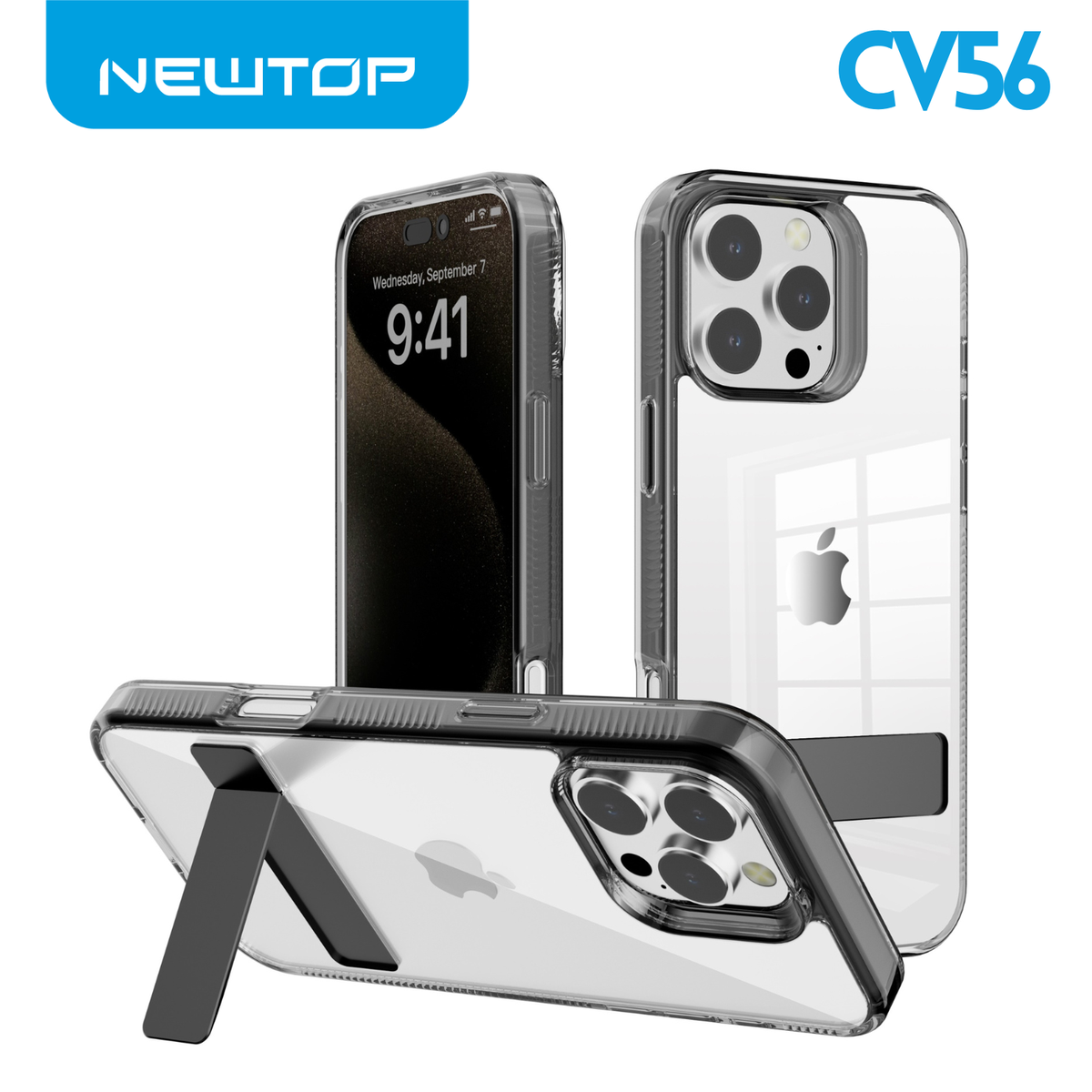 NEWTOP CV56 COVER CRISTALLO CON SUPPORTO PER APPLE IPHONE 16 PRO MAX