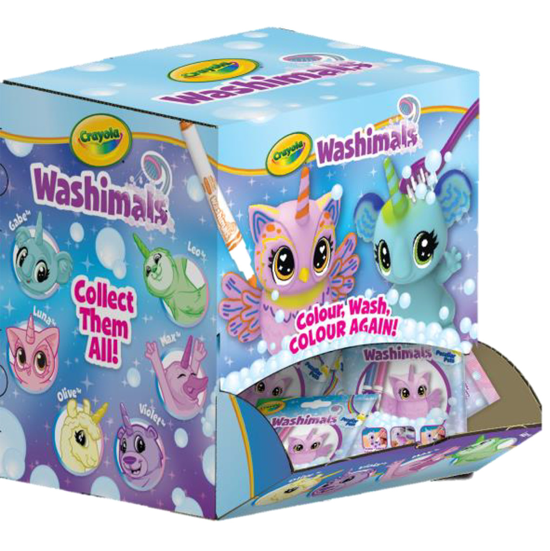 CRAYOLA WASHIMALS PECULIAR PASTEL PETS - ESPOSITORE DA BANCO 1ct BUSTINA 24 pz - 74-0240