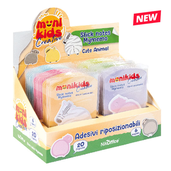 MONIKIDS CREATIVE - STICK NOTES CUTE ANIMAL 70X70mm 20fg