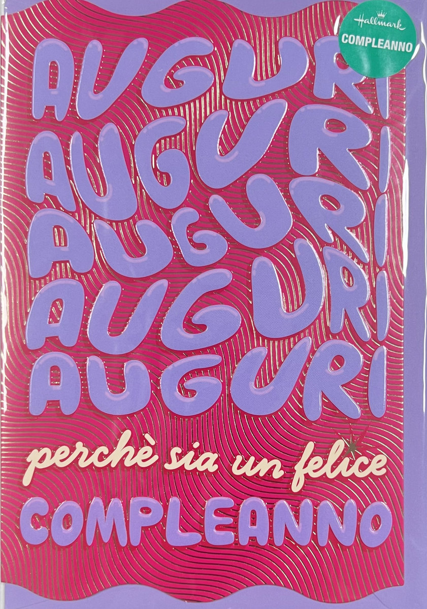HALLMARK - BIGLIETTI AUGURI COMPLEANNO "AUGURI" VIOLA/ROSSO 129659