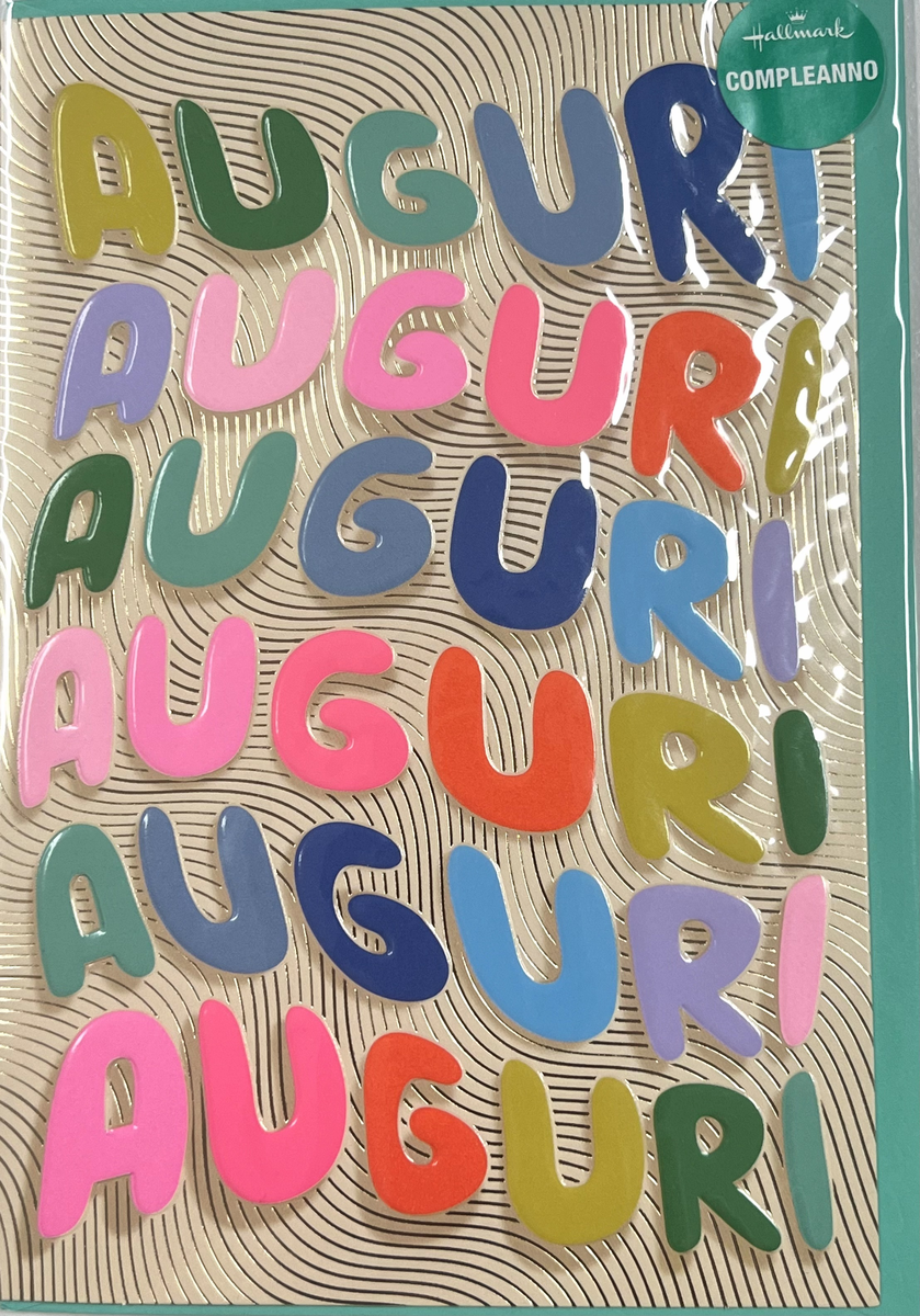 HALLMARK - BIGLIETTI AUGURI COMPLEANNO "AUGURI" VERDE/PANNA 129660
