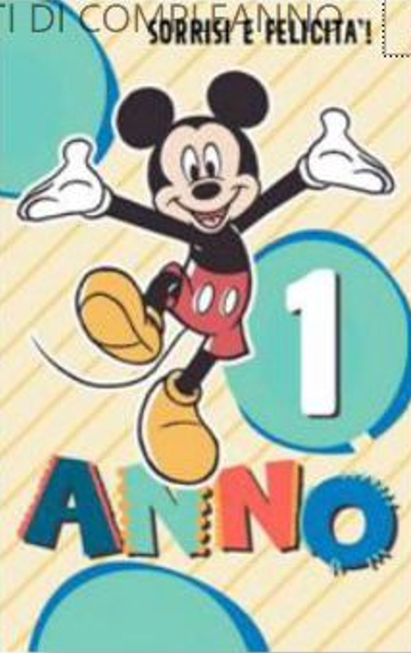 HALLMARK - BIGLIETTI AUGURI 1 ANNO MICKEY MOUSE/GIALLO …