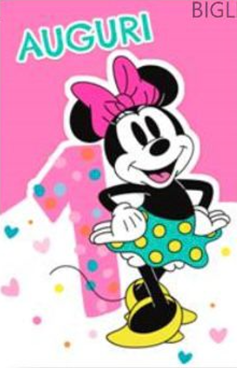 HALLMARK - BIGLIETTI AUGURI 1 ANNO MINNIE/ROSA BIANCO …