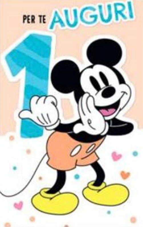 HALLMARK - BIGLIETTI AUGURI 1 ANNO MICKEY MOUSE/PANNA …