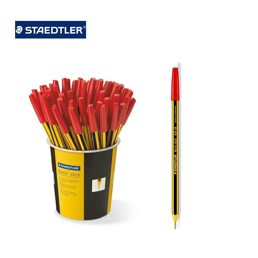 Penna a sfera Staedtler Noris Stick punta M 1 mm rosso - in barattolo da 50 pezzi - 434 02 KP5