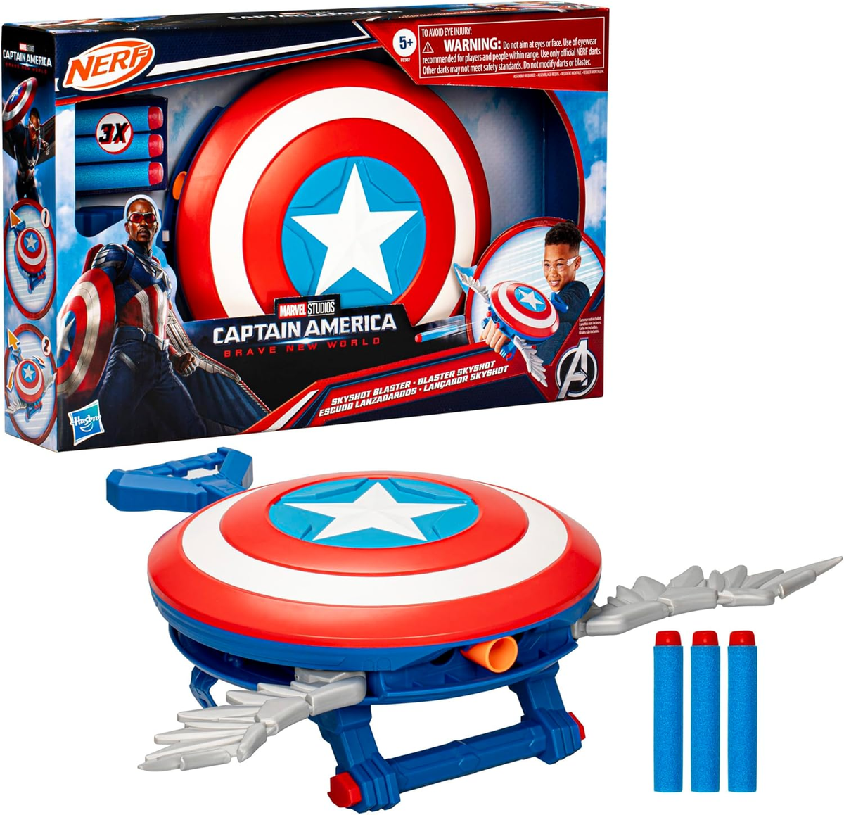 HASBRO - NERF MARVEL AVENGERS CAPTAIN AMERICA BRAVE NEW WORLD BLASTER SKYSHOT