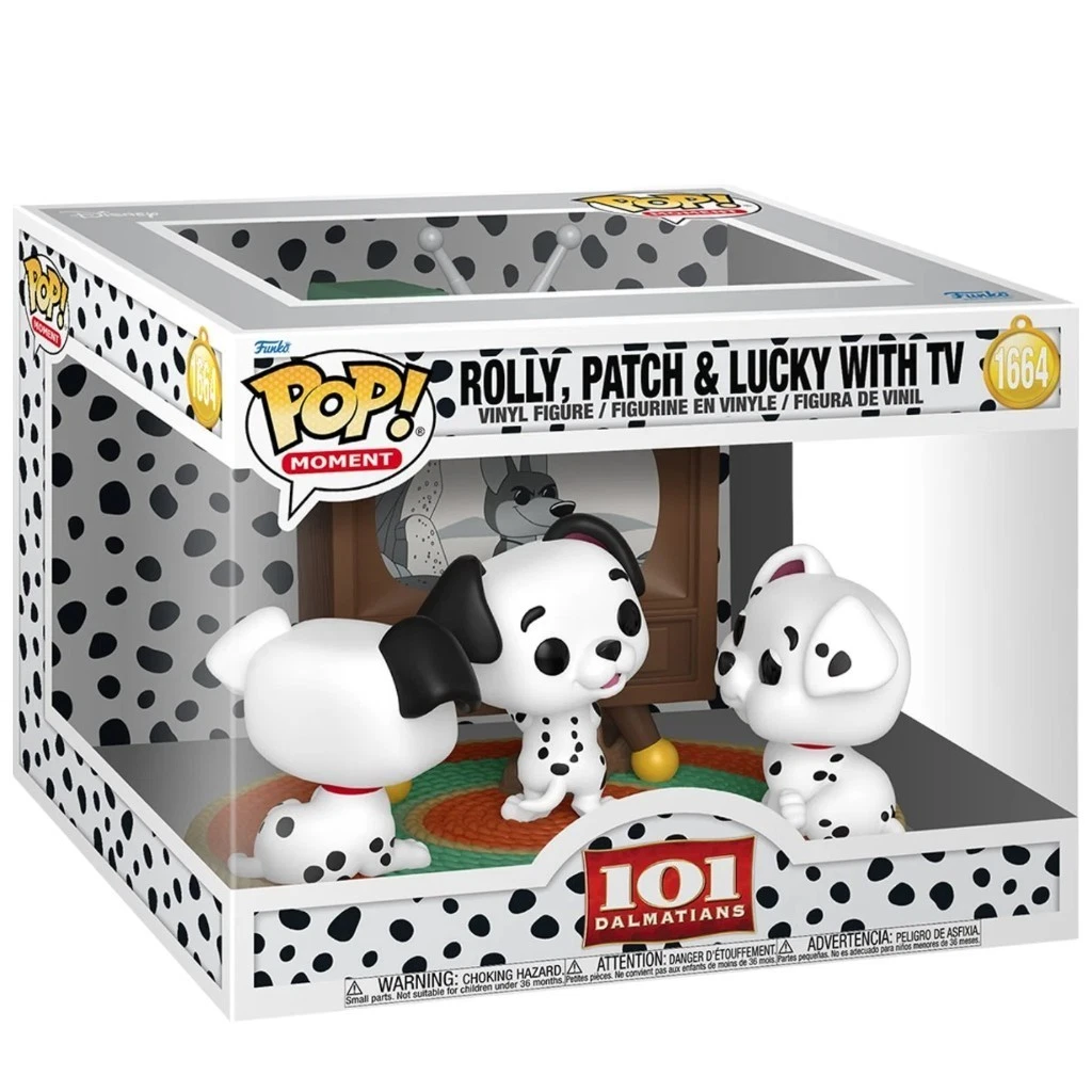 FUNKO POP DISNEY: 101 DALMATIANS - MOMENT VINYL FIGURE 1664 ROLLY, PATCH & LUCKY W/TV 9CM