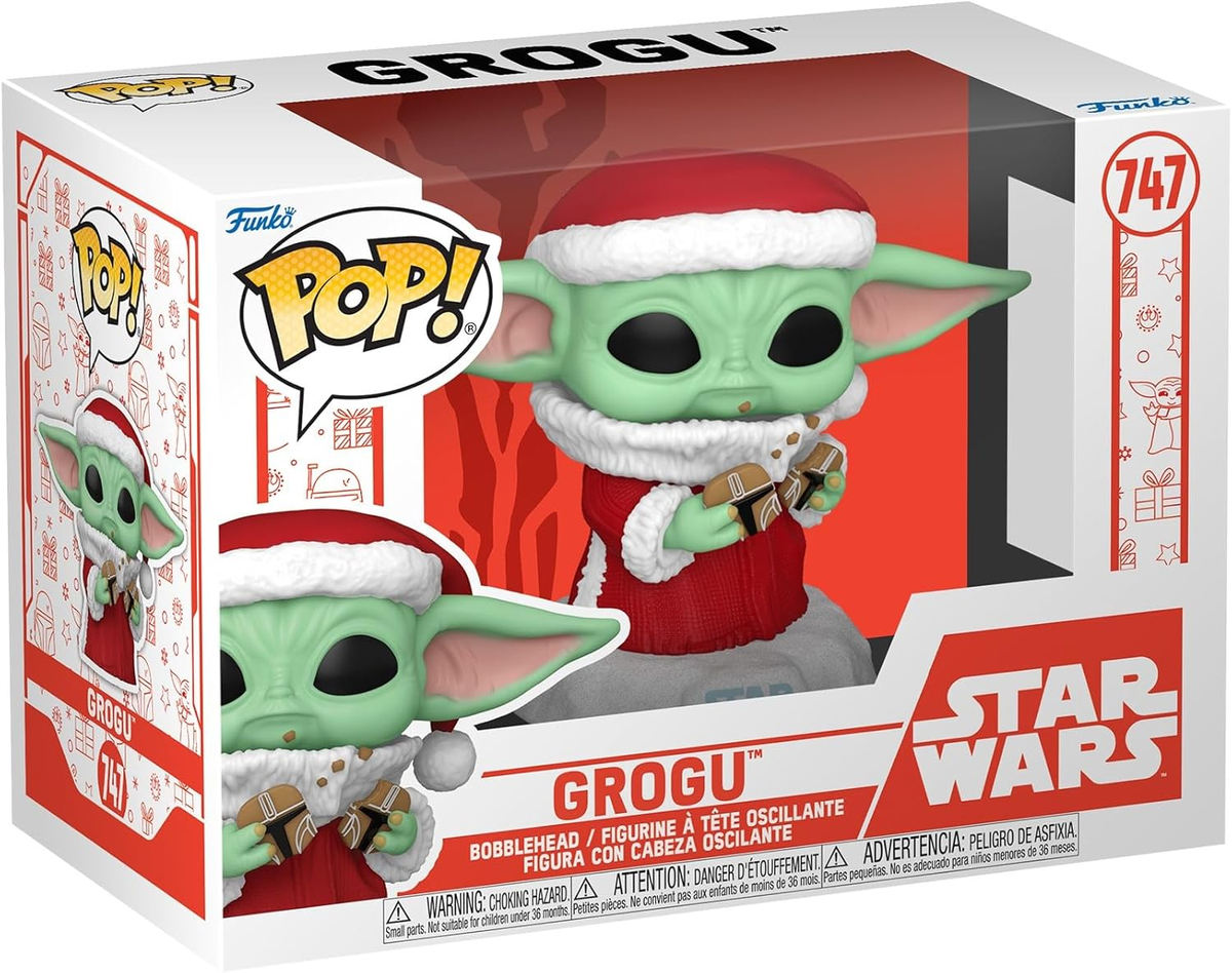 FUNKO POP STAR WARS: HOLIDAY - THE MANDALORIAN - VINYL FIGURE 747 GROGU W/COOKIES 9CM