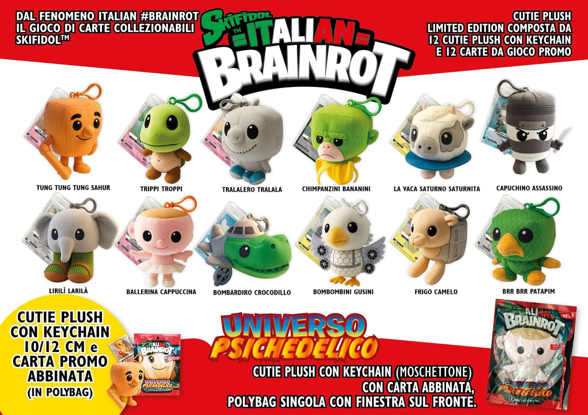 SKIFIDOL - ITALIAN BRAINROT PELUCHE PORTACHIAVI 10/12CM IN POLYBAG