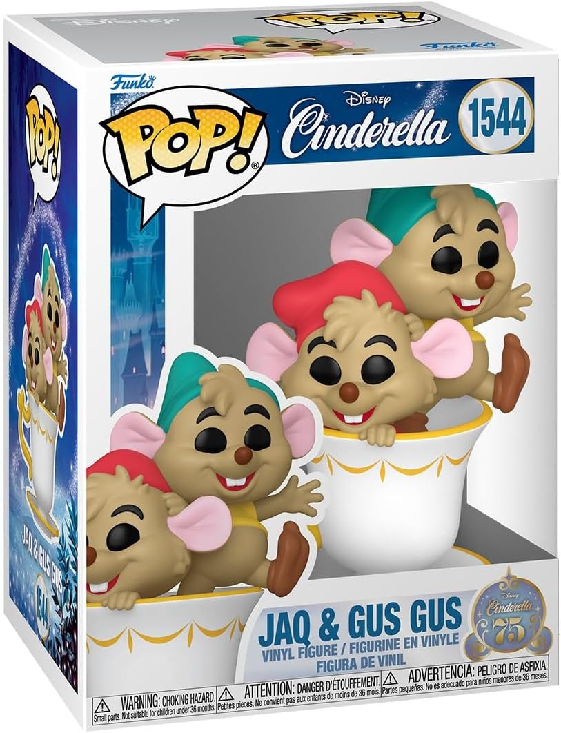 FUNKO POP DISNEY: CINDERELLA 75TH ANNIVERSARY - VINYL FIGURE 1544 JAQ & GUSGUS IN CUP 9CM