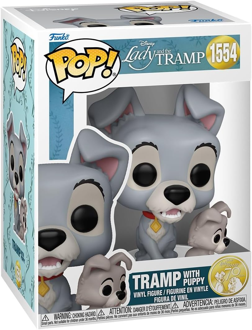 FUNKO POP DISNEY: THE LADY AND THE TRAMP 70TH ANNIVERSARY - VINYL FIGURE 1554 TRAMP W/PUPPY 9CM