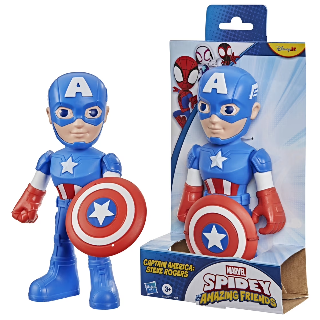 HASBRO - Spidey And His Amazing Friends - SPIDEY FIGURA MEGA CAPTAIN AMERICA
