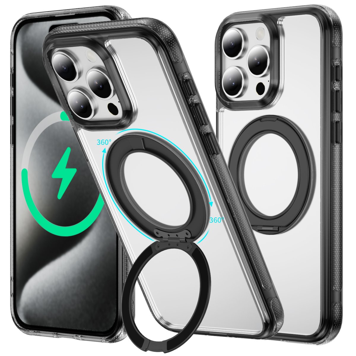 NEWTOP CV74 COVER ROTATING RING APPLE IPHONE 15 PRO