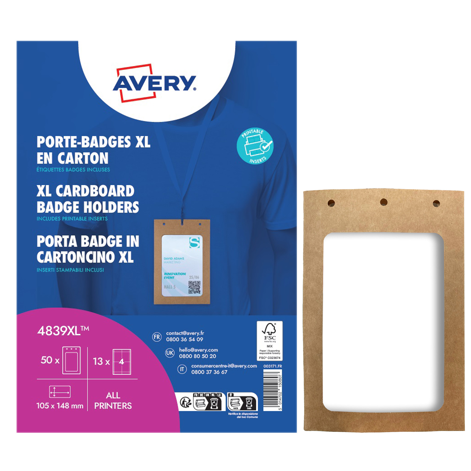 Portabadge A6 - in cartoncino plastificato - laser/inkjet …