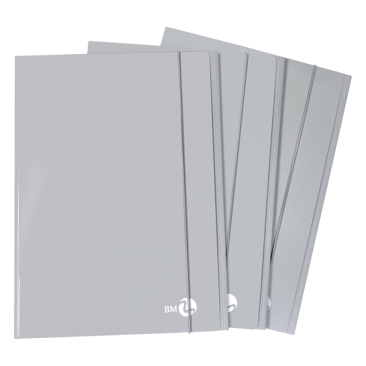 Cartella 3 lembi con elastico - A4 - dorso piatto - grigio chiaro - BM
