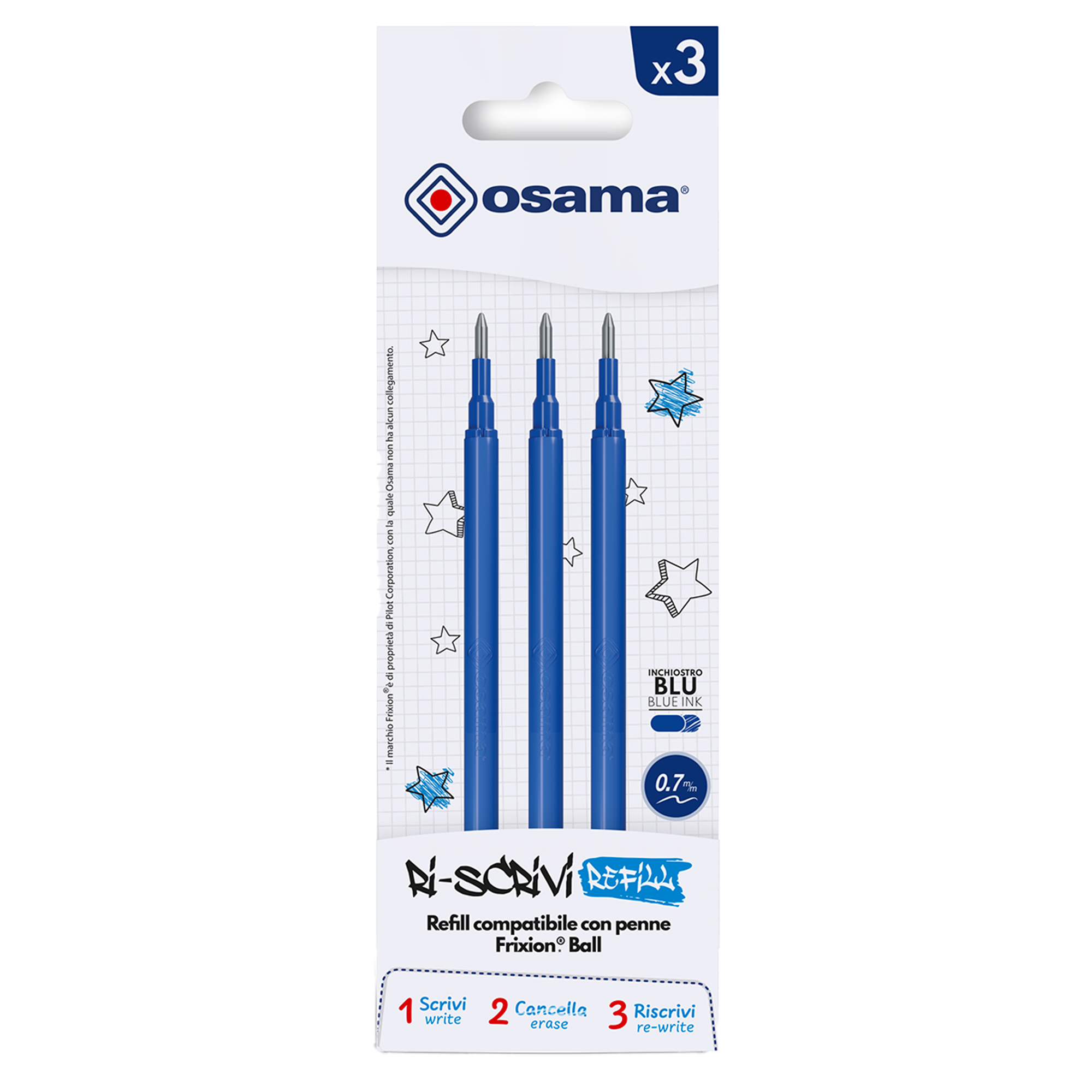 Refill per penne gel cancellabili - punta 0,7 …