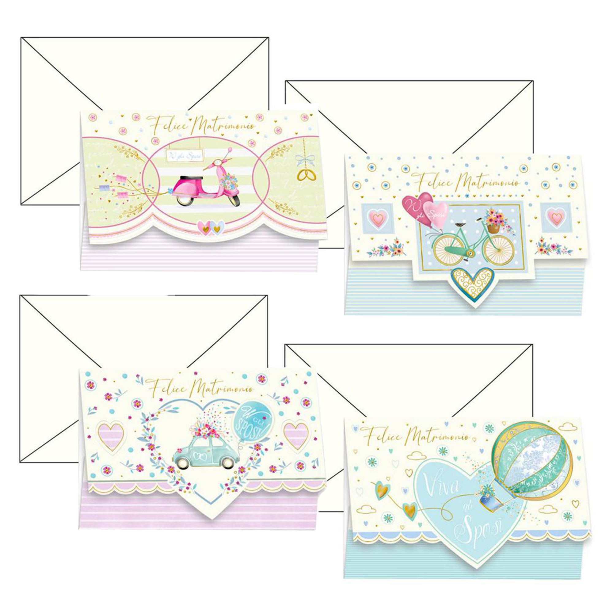 Biglietto auguri portasoldi Matrimonio - 4 soggetti assortiti …