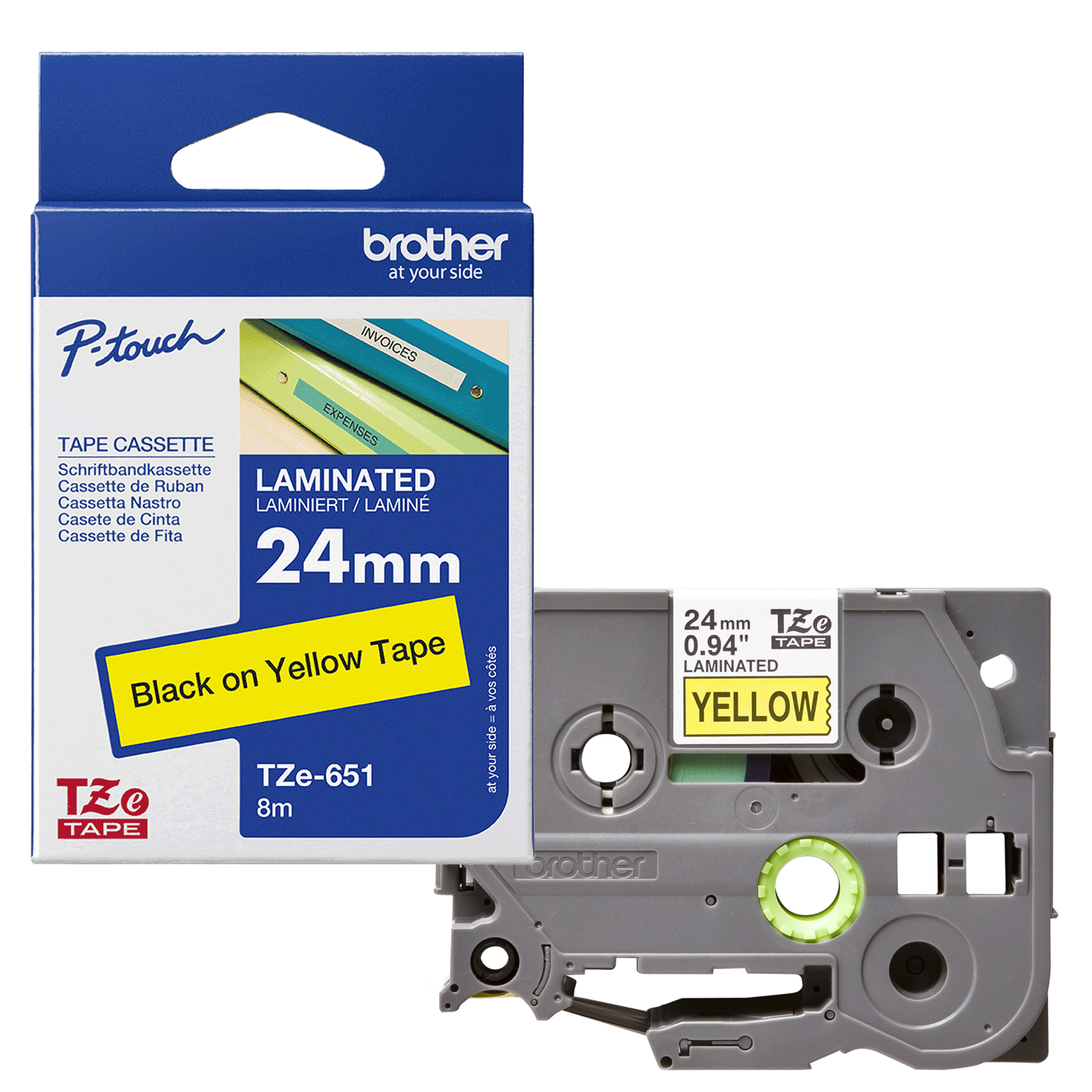 Brother - Nastro - Nero/Giallo - TZE651 - 24mm x 8mt