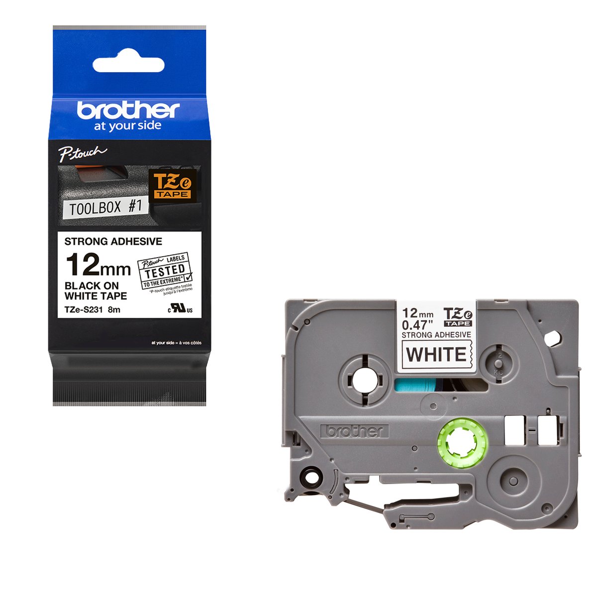 Brother - Nastro con adesivo resistente - Nero/Bianco …