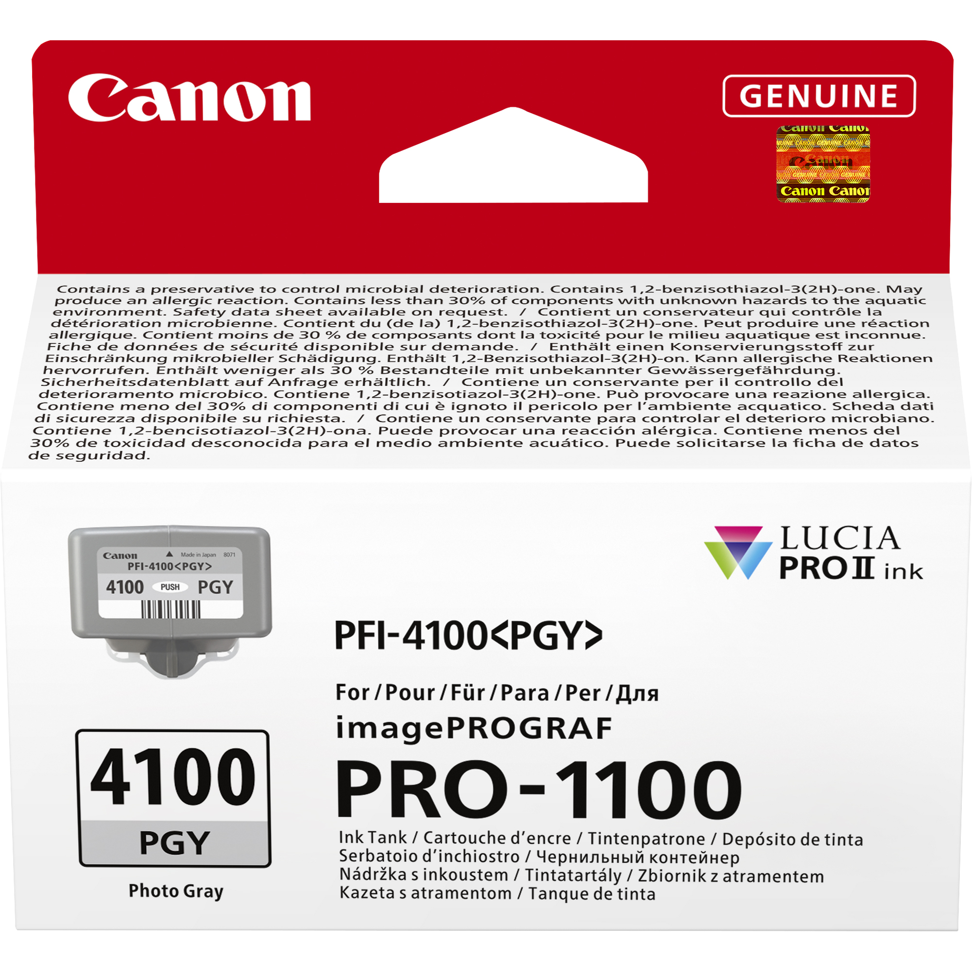 Canon PFI-4100 PGY - 80 ml - Grigio fotografico - originale - confezione da appendere - serbatoio inchiostro - per imagePROGRAF PRO-1100