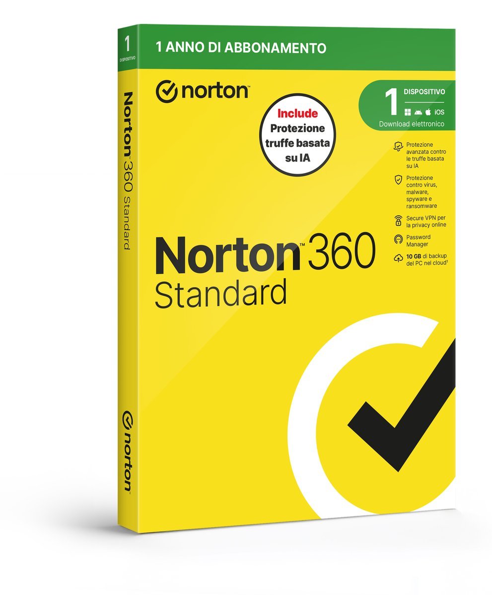 SYMANTEC NORTON 360 STANDARD 2026 - ANTITRUFFA- 1 DISPOSITIVO 12 MESI 10GB - IT BOX