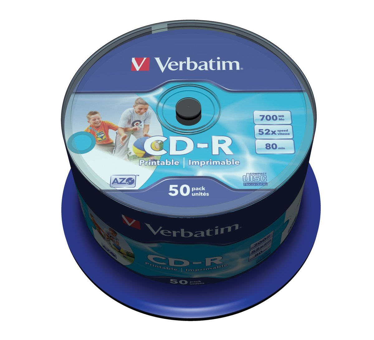 Verbatim DataLifePlus - 50 x CD-R - 700 MB 52x - ampia superficie stampabile - campana
