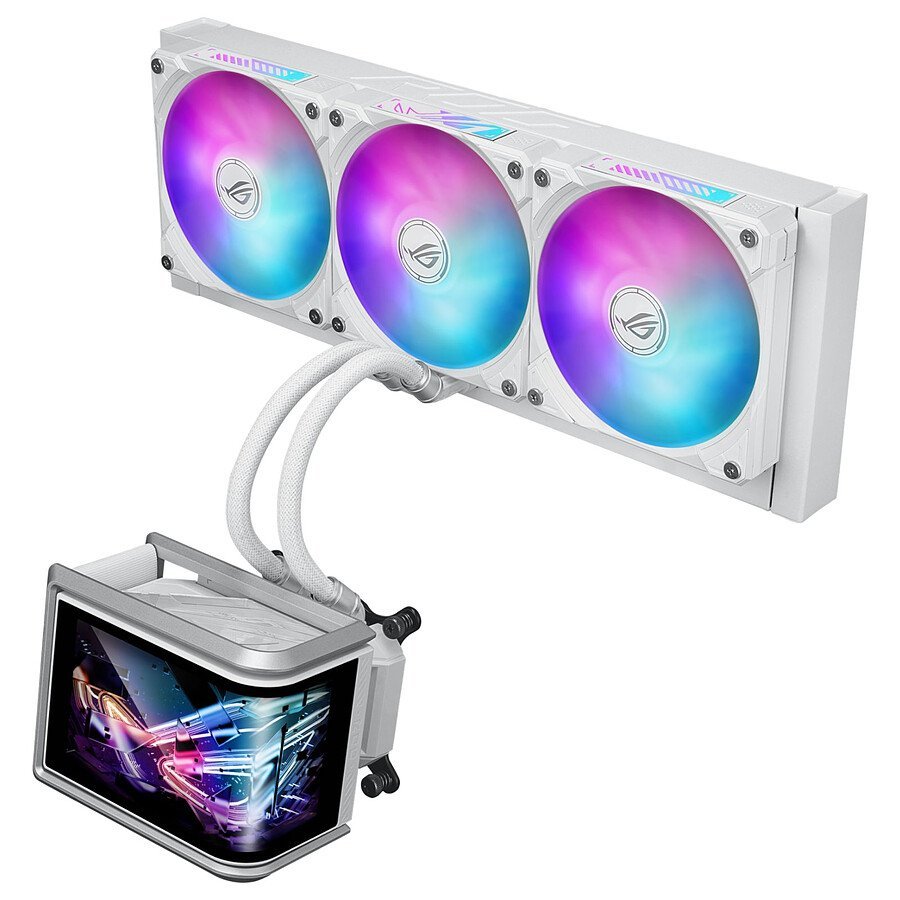 Asus ROG Ryuo IV SLC 360 ARGB Cooler AIO, schermo AMOLED Curvo 6,67", 360 mm - Bianco