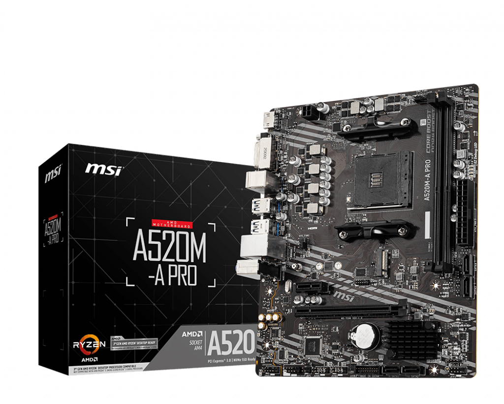 MSI A520M-A PRO SCHEDA MADRE FORM MICRO ATX CHIPSET AMD A520 SOCKET AM4