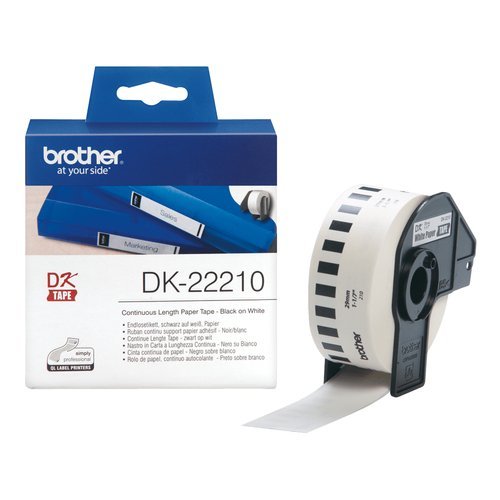 Brother DK-22210 - Nero su bianco - Rotolo (2,9 cm x 30,5 m) etichette - per Brother QL-1050, 1060, 1110, 500, 550, 560, 570, 580, 600, 650, 700, 710, 720, 820