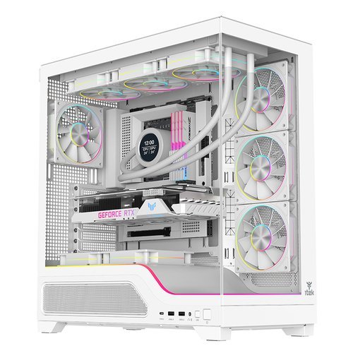 ITEK CASE SHOWBUI WAVE 82W GAMING TOWER ATX 4x12CM ARGB FAN 2xUSB3 TYPE-C DARKER TEMP GLASS SIDE FRON