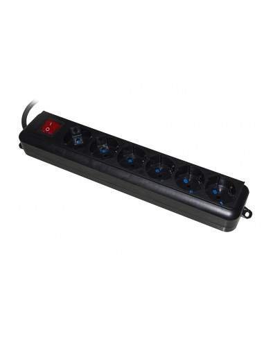 NILOX W3923 MULTIPRESA CIABATTA ELETTRICA A 6 POSTI PRESE ITALIANE 10A + SCHUKO PROTEZIONE SOVRACCARICO E SOVRATENSIONE 250V/2500W INTERRUTTORE LUMINOSO SPINA ITALIANA 10A CAVO 1.5 M NERA