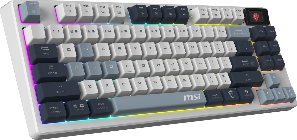 MSI FORGE GK600 TKL WIRELESS TASTIERA MECCANICA RGB LED USB-C BLUETOOTH 2.4GHz LAYOUT ITA WHITE DARK BLUE