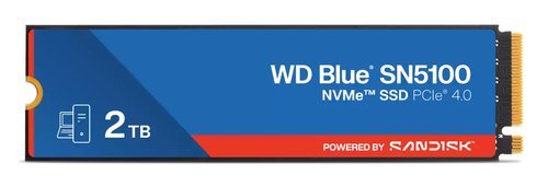 WESTERN DIGITAL BLUE SN5100 SSD 2TB M.2 2280 NVMe INTERNO PCI Express 4.0 QLC 3D NAND LETTURA 7.100 MB/s SCRITTURA 6700 MB/s
