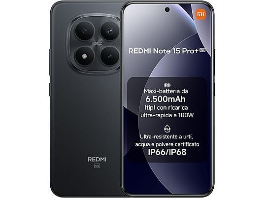 XIAOMI REDMi NOTE 15 PRO+ 5G DUAL SIM 6.83" OCTA CORE 512GB RAM 12GB ITALIA MIDNIGHT BLACK