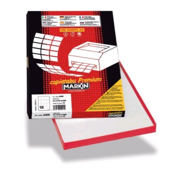 Markin - Autoadesivo rimovibile - bianco - 105 x 37,12 mm 1600 etichette (100 foglio(i) x 16) etichette