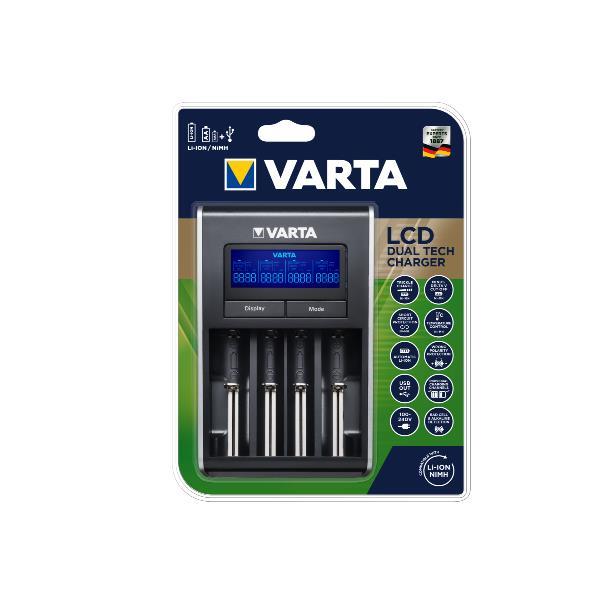 VARTA LCD DUAL TECH CARICABATTERIA PER BATTERIE AGLI …