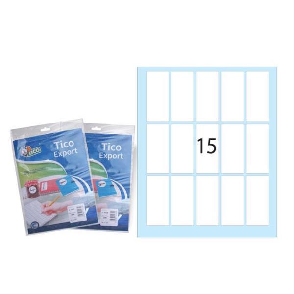 Tico Export - Carta - autoadesivo permanente - bianco - 46 x 22 mm 150 etichette (10 foglio(i) x 15) etichette