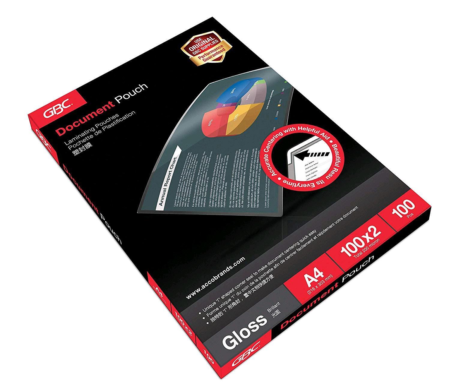 Ibico - A4 (210 x 297 mm) - 200 micron - confezione da 100 - brillante - 216 x 303 mm rivestimento di plastificazione