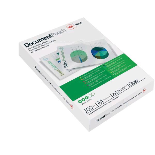 GBC Document Laminating Pouch - 80 micron - confezione da 100 - brillante - 216 x 303 mm rivestimento di plastificazione - per Fusion 1000L A3, 1000L A4, 1100L A3, 1100L A4, 3000L A3, 3000L A4, 3100L A3, 5100L A3