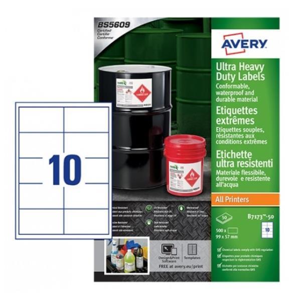 AVERY ETICH TESLIN 99X57 LASERINKJET 50FF