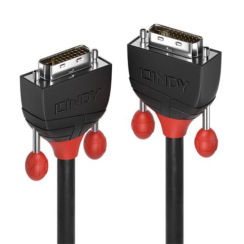 Lindy Black Line - Cavo DVI - legame doppio - DVI-D (M) a DVI-D (M) - 2 m - di forma rotonda, viti a serraggio manuale - nero