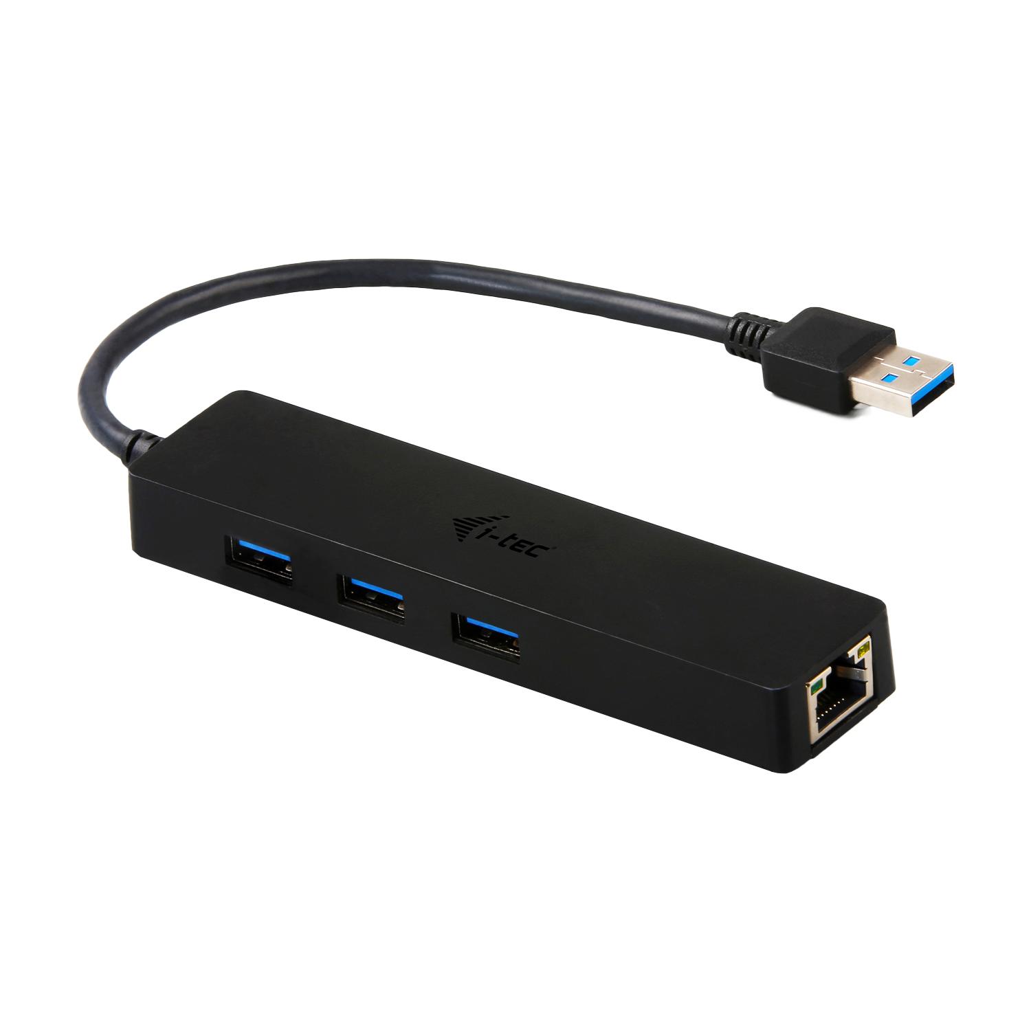 i-Tec USB 3.0 Slim HUB 3 Port + Gigabit Ethernet Adapter - Hub - 3 x SuperSpeed USB 3.0 + 1 x 10/100/1000 - desktop