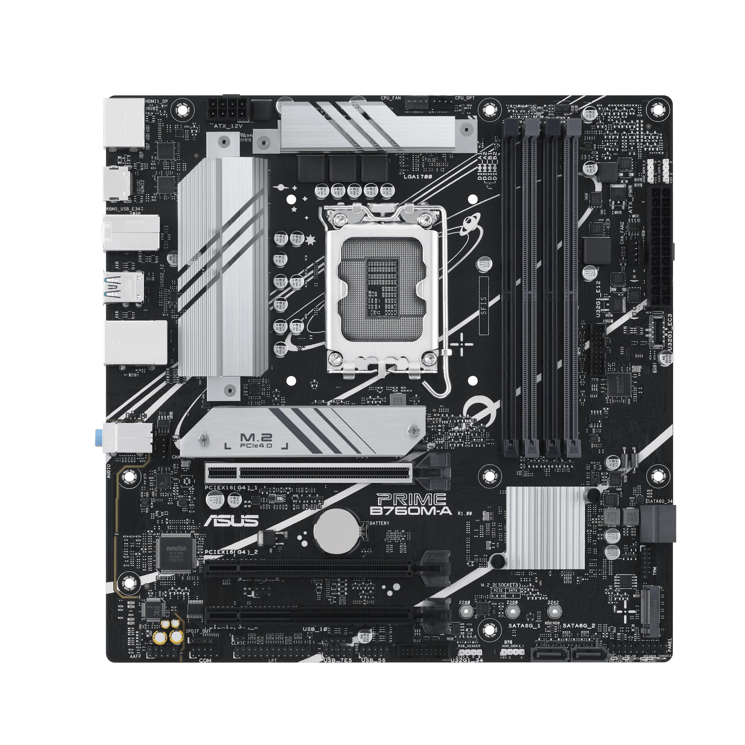 ASUS PRIME B760M-A-CSM SCHEDA MADRE INTEL B760 LGA 1700 WI-FI MICRO ATX DDR5-SDRAM 4xUSB-A 2.0 2xUSB-A 3.2 1xLAN RJ-45 1xPS/2 2xHDMI 1xDISPLAYPORT