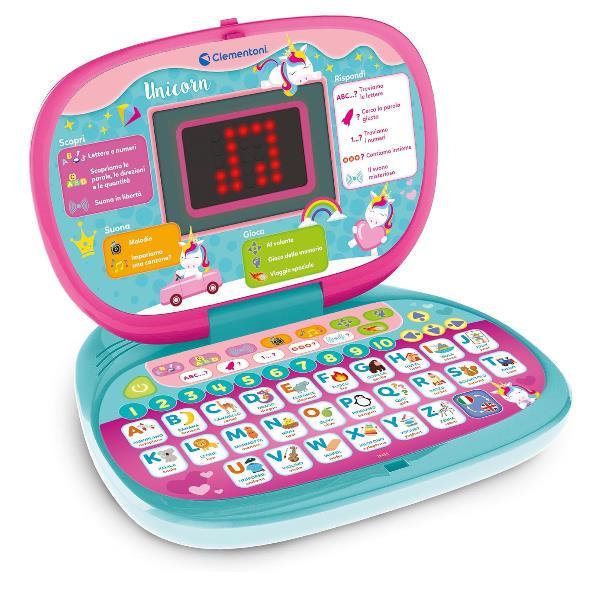 CLEMENTONI COMPUTER KID DOT UNICORN LAPTOP PARLANTE PER BAMINI GIOCO ELETTRONICO INTERATTIVO PER IMPARARE LETTERE E NUMERI
