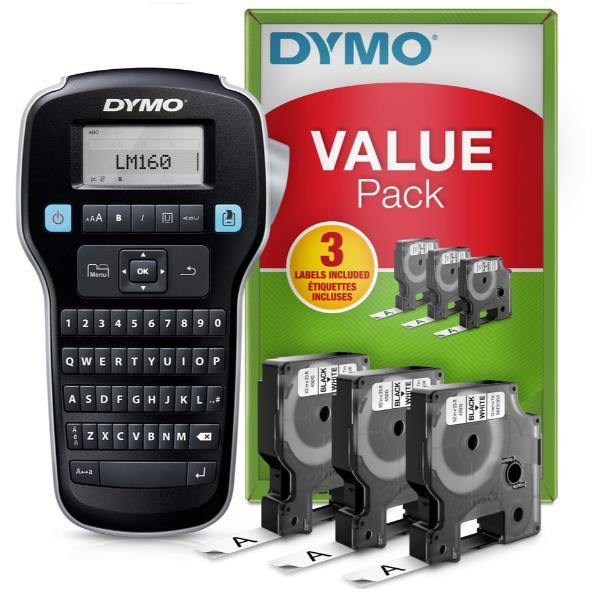 Promo pack etichettatrice Label Manager 160 - 3 nastri D1 12 mm nero / bianco inclusi - Dymo