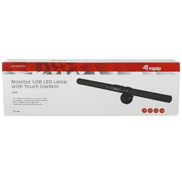 EQUIP 245450 LAMPADA LED PER MONITOR USB CON TOUCH CONTROL 3 COLORI DIMMERABILI ANGOLO DELLA LAMPADA REGOLABILE BLACK