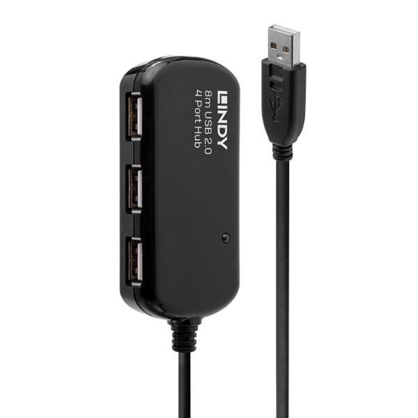 Lindy USB 2.0 Active Extension Pro 4 Port Hub - Hub - 4 x USB 2.0 - desktop