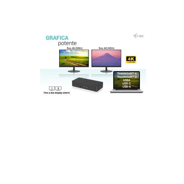 i-Tec - Docking station - USB-C / USB 3.0 / Thunderbolt 3 / Thunderbolt 4 - 2 x HDMI, 2 x DP++ - GigE - 130 Watt - Italia