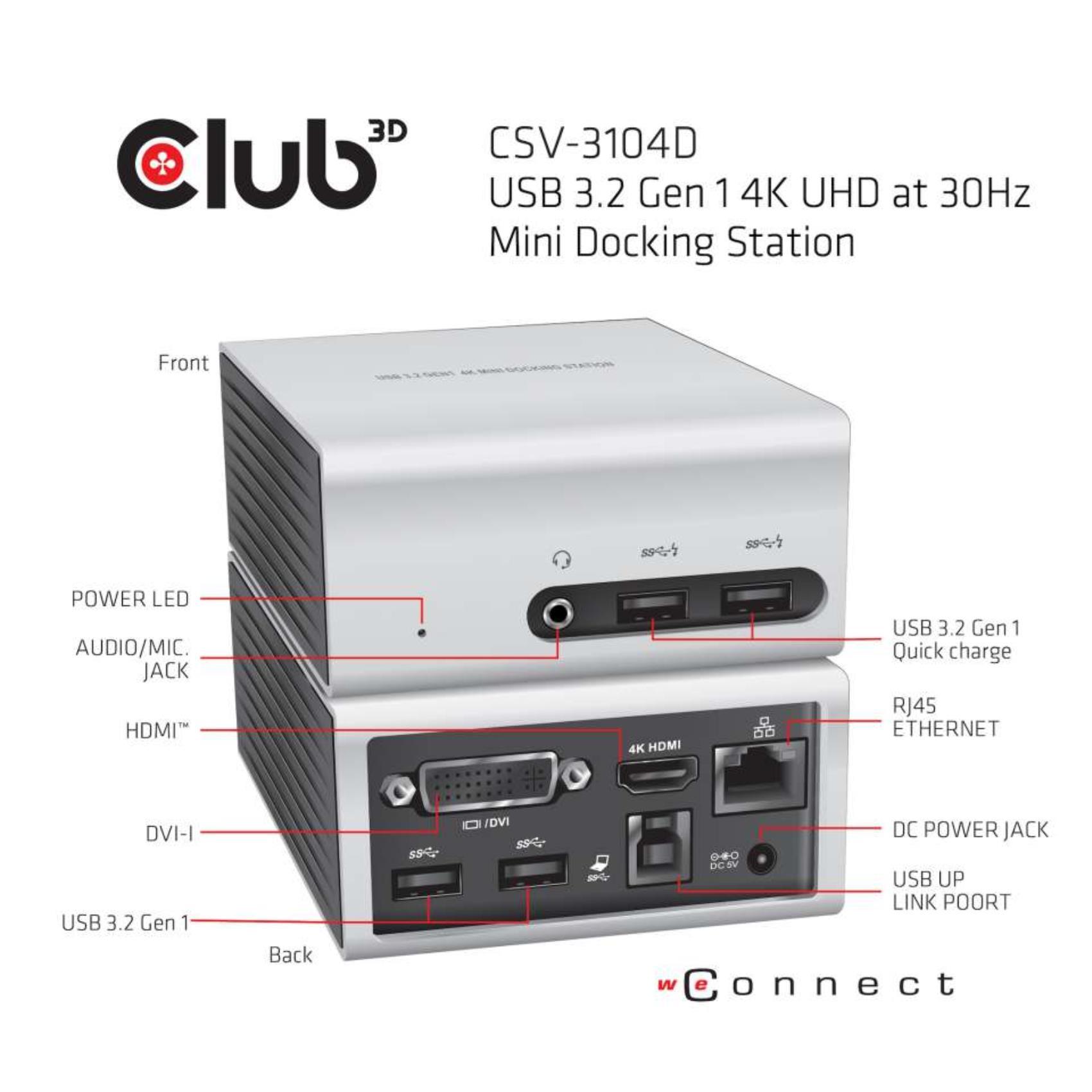 CLUB3D CSV-3104D DOCKING STATION USB 3.0 4K 30Hz …