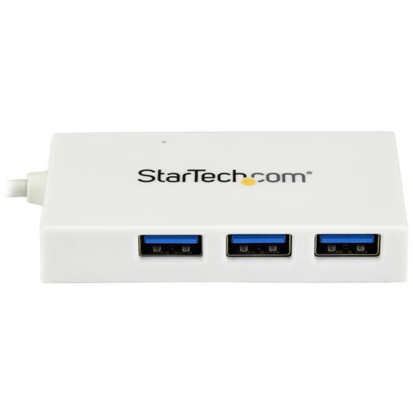 StarTech.com Hub USB-C a 4 porte USB 3.0 - Perno e Concentratore USB Tipo C con 1x USB-C e 3x USB-A - Bianco - Hub - 3 x SuperSpeed USB 3.0 + 1 x USB 3.1 - desktop